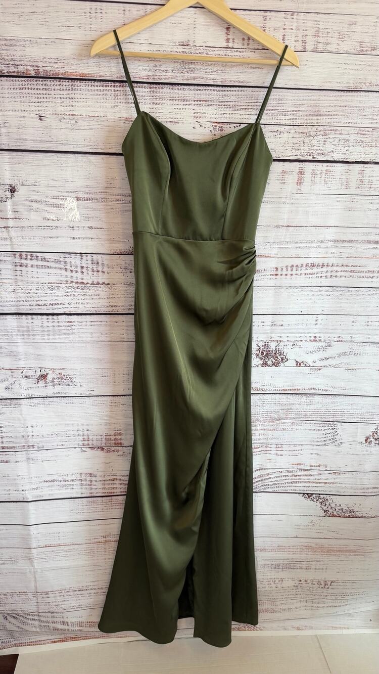 Birdy Grey Carrie Matte Satin Olive Green Corset -Inspired Bodice Dress